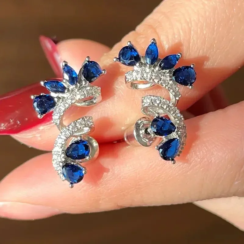 Blue Crystal Flower Earrings — product information 1