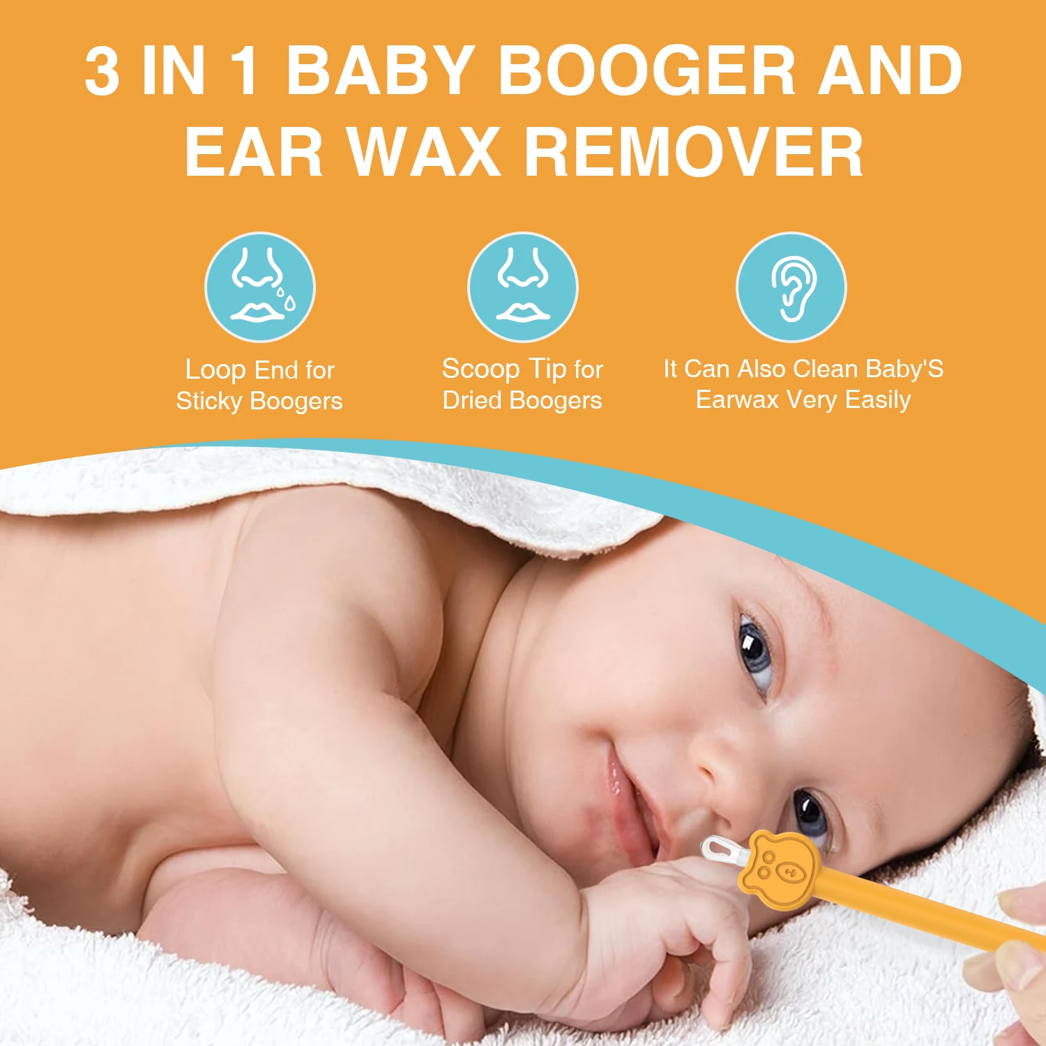 2pcs Newborn Baby Nose Ear Cleaning Rod Infant Ear Wax Pickers and Snot Remover Safe Toddler Nasal Cleaning Ear Wax Removal Tool