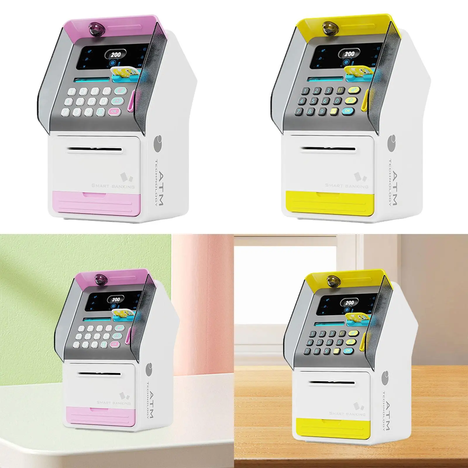 Cofrinho banco de dinheiro presentes de aniversário aprendizagem precoce rolagem automática crianças atm