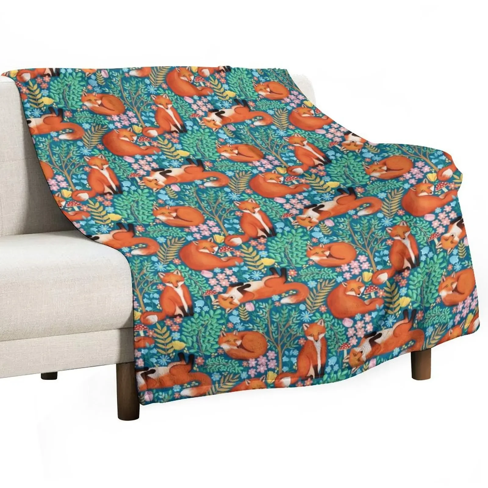 

Little Foxes in a Fantasy Forest Throw Blanket blankets ands Decorative Sofa Designers Blankets