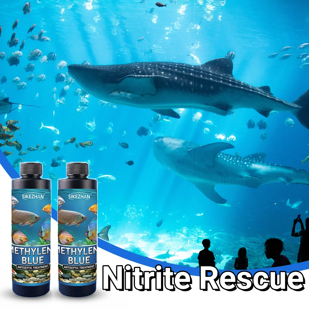 98 ml Aquarium-Methylen-Blau: Leckerlis Nitrit-Vergiftung, Pilz, Bakterien und Stress. Spülung für Süßwasserfische und Schildkröten
