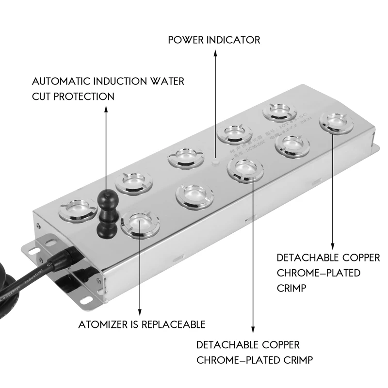 Ultrasonic Mist Maker para Greenhouse Aeromist, Hidroponia Fogger, Umidificador De Ar DIY, 10 Cabeças