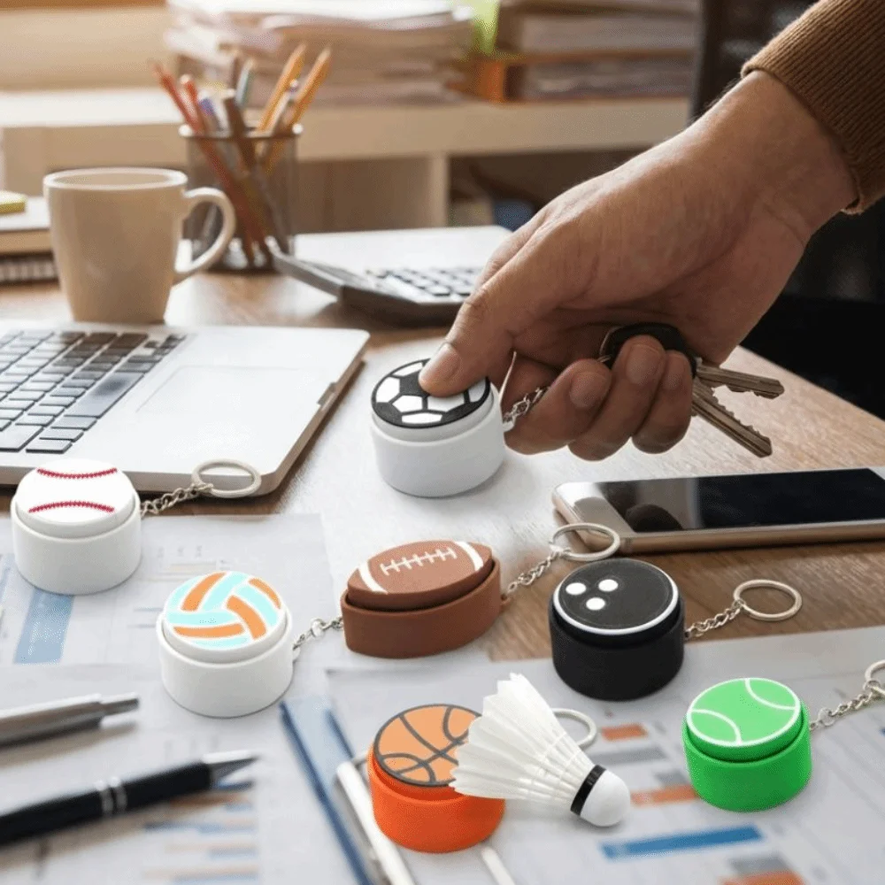 3D Printed Sports Balls Clicker Key Chain Sport Theme Basketball Baseball Sensory Clicker Cartoon Plastic