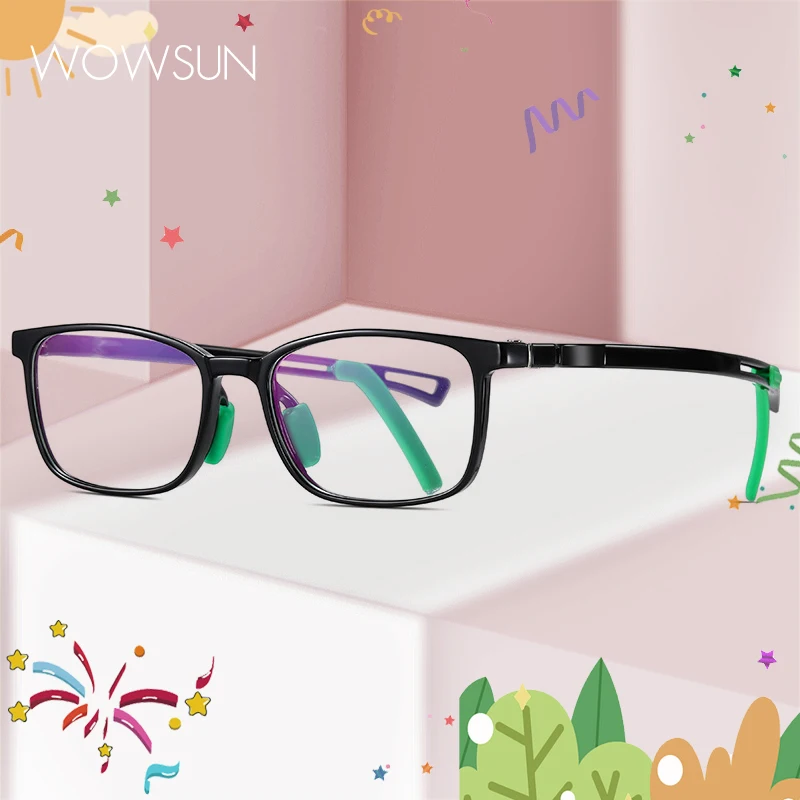 

WOWSUN Children's Anti Blue Light Comes with Anti Slip Foot Covers Adjustable Glasses for Boys and Girls Computer Glasses AA187