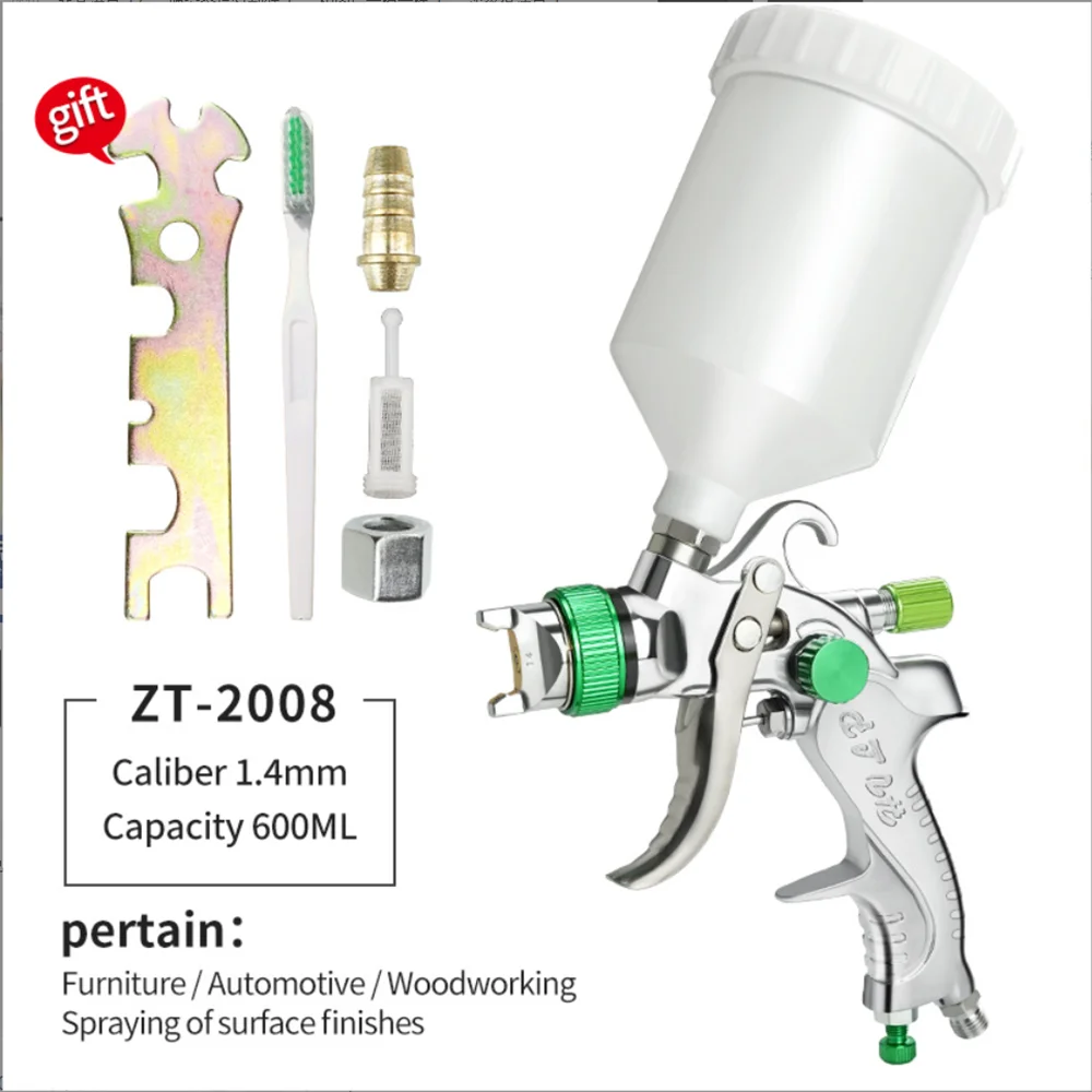 Pneumatic Spray Gun 2008HVLP For Car Sheet Metal Paint Spray Gun, Latex Paint Atomization Repair For Furniture