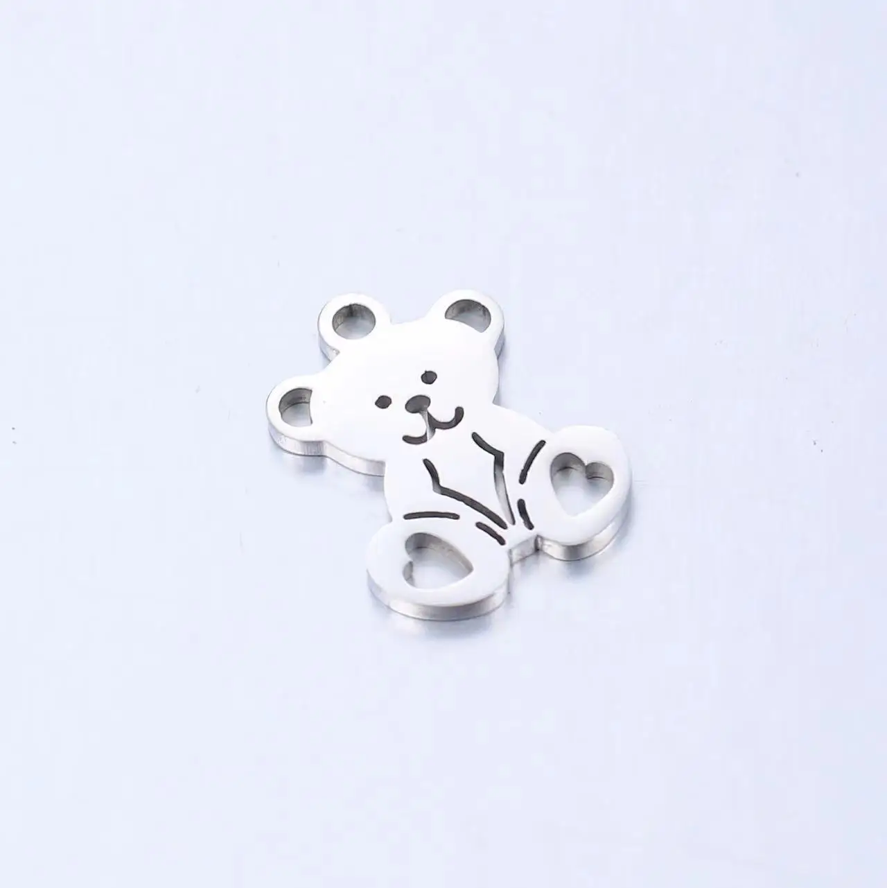 Pendentif ours maigre en acier inoxydable pour collier à faire soi-même, bijoux animaux mignons, accessoires créatifs, nouveau, lot de 5 pièces