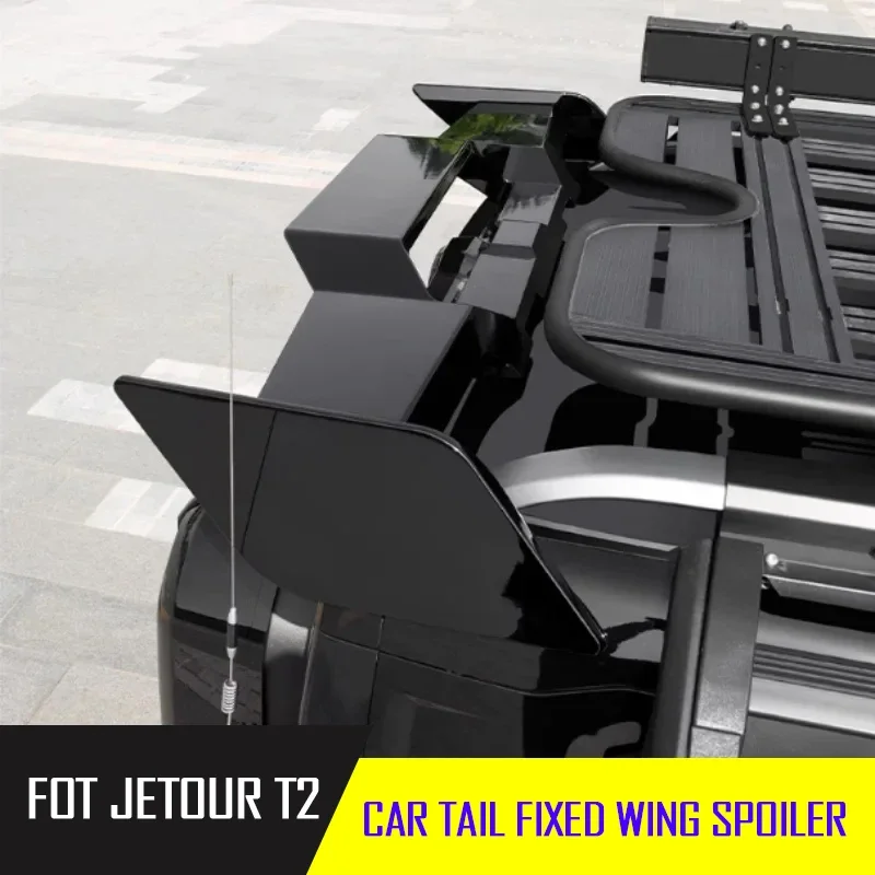 Fit for JETOUR Traveler T2 2023-2025 Automobile Black Sports Tail Spoiler Fixed Wind Wing Auto Exterior Modification Trim Piece