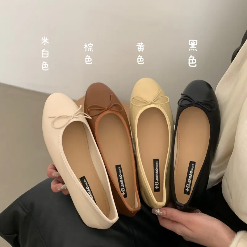 2024 New Spring Flats Ballerina Shoes Women Fashion Brand Round Toe Flat Ballet Shoes Female Casual Slip On Loafer Zapatos Mujer