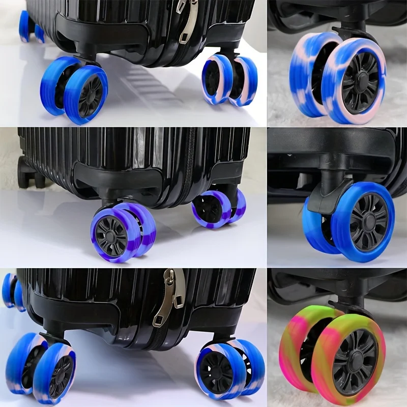 

8Pcs/Set Dopamine Luggage Suitcase Wheels Cover,Wheel Cover for Office Wheelchair Noise Reduction,Travel Accessories