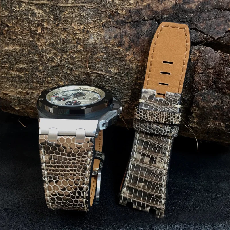 FUYIJIA luxury Custom AudemarsP-iguet Watch Band 30MM 28MM Calibrator Watchbands Genuine Leather Belt Two-tone Lizard Skin Strap