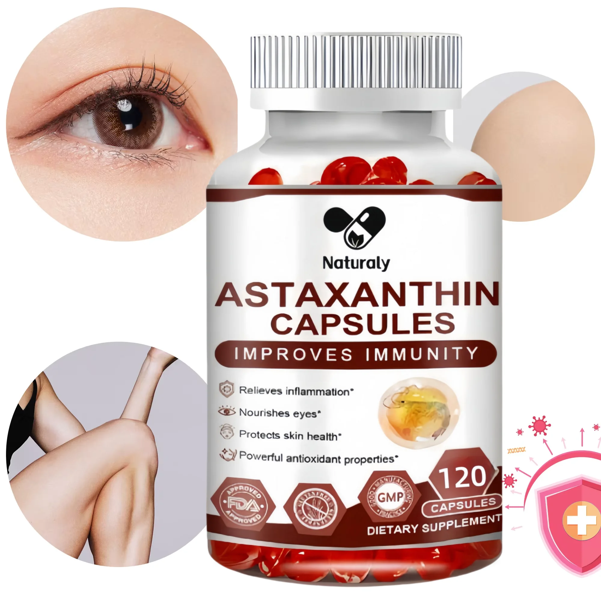 Astaxanthin Supplement Capsules for Maximum Cardiovascular Health Accelerated Metabolism Supporting Eye Joint Health