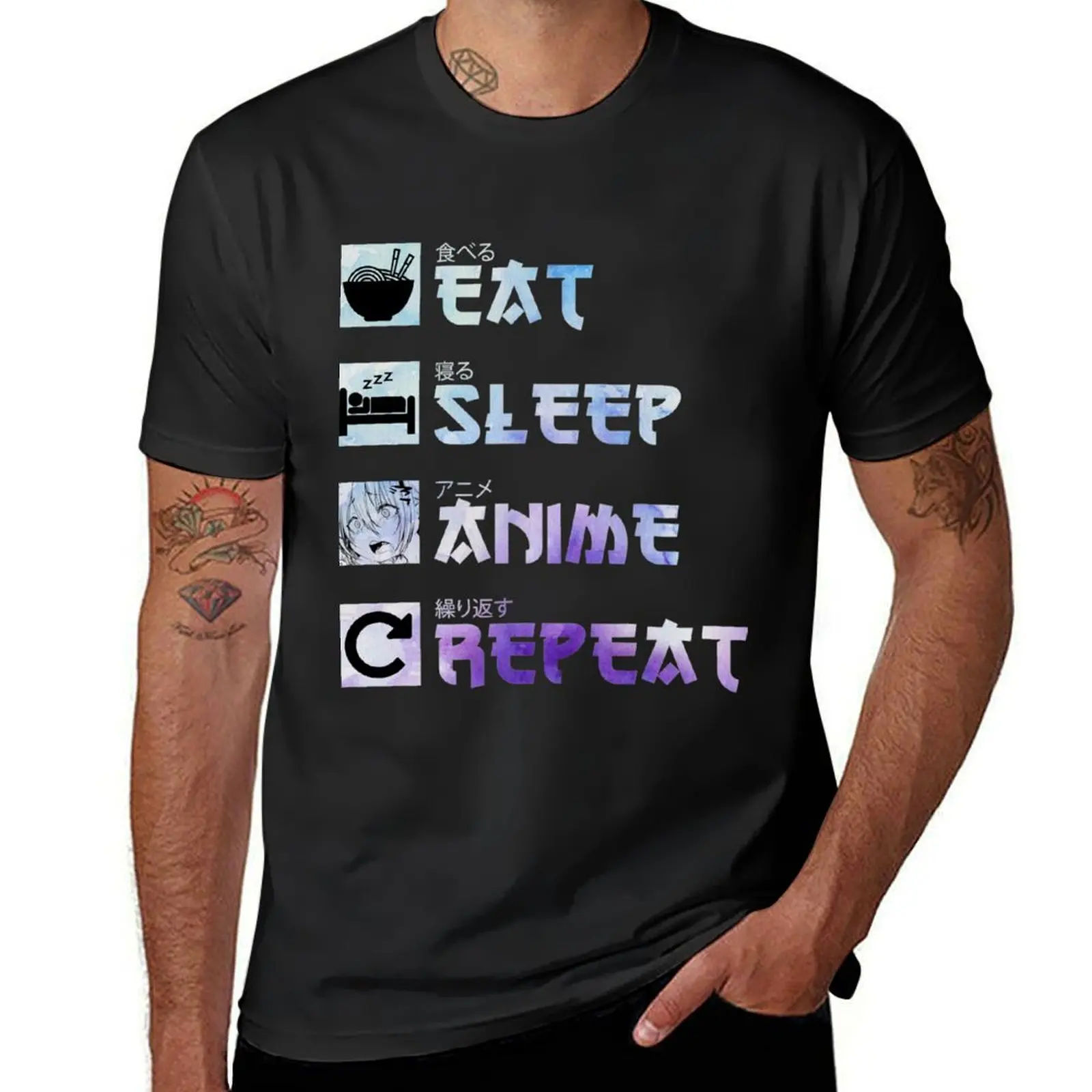 

Eat Sleep Anime Repeat - Funny Anime Manga Watercolor Effect T-Shirt tops new edition workout shirts for men