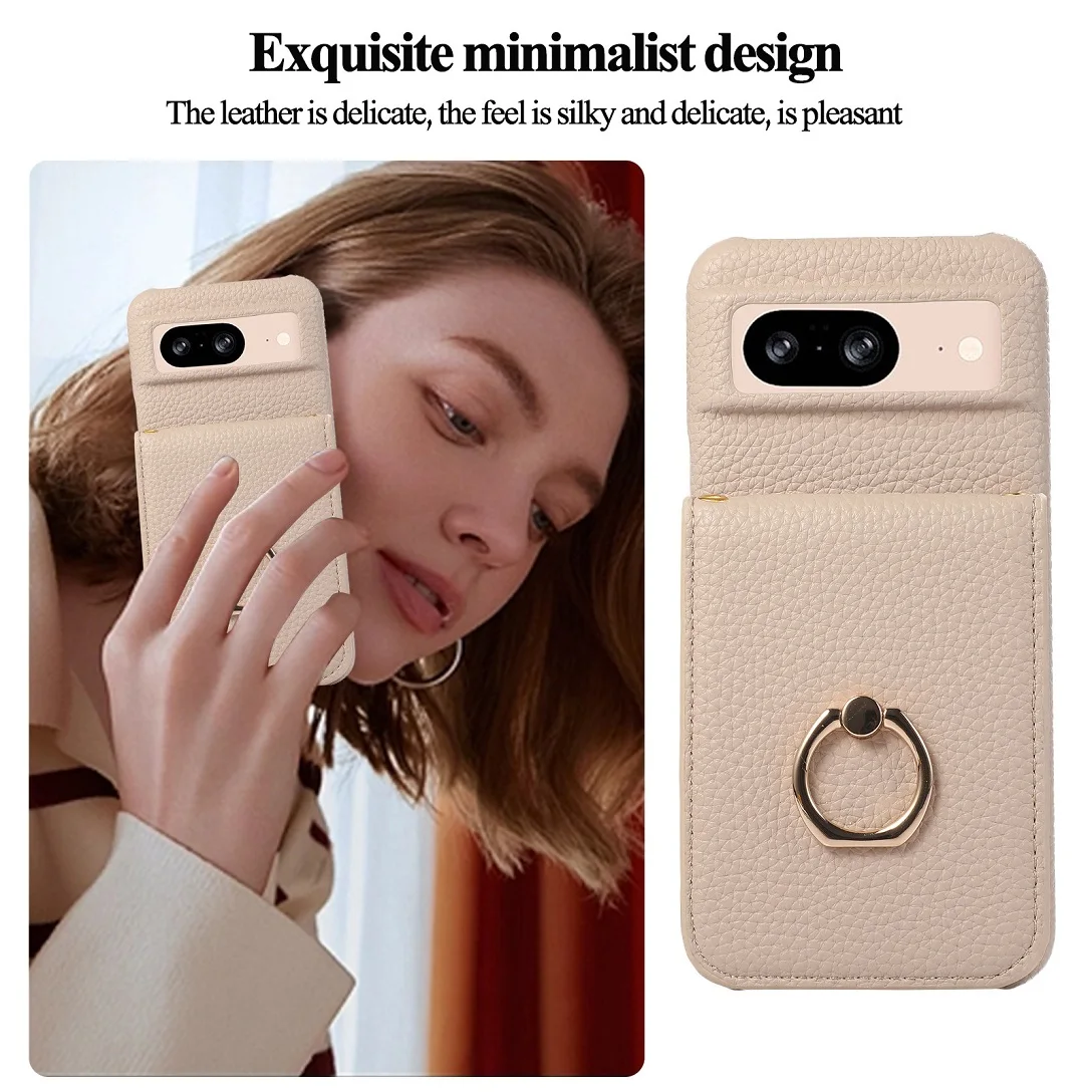 Luksusowe etui z funkcją portfela na karty, wykonane ze skóry, z paskiem na ramię, do Google Pixel 9 10A 10 11 Pro XL 8A 8Pro 7 7Pro 6A, z lusterkiem, funkcją makijażową i podstawką z pierścieniem. — zdjęcie produktu 2