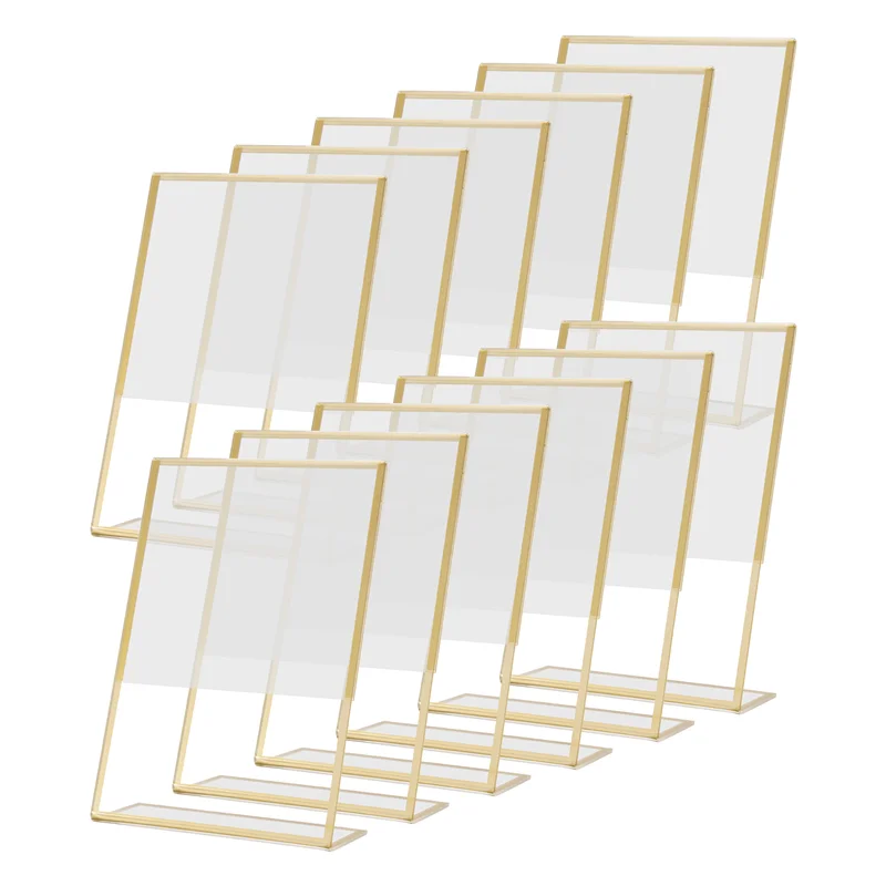 

FO-12Piece Wedding Table Number Holder Slanted Menu Double Sided Stand 4X6inch Vertical