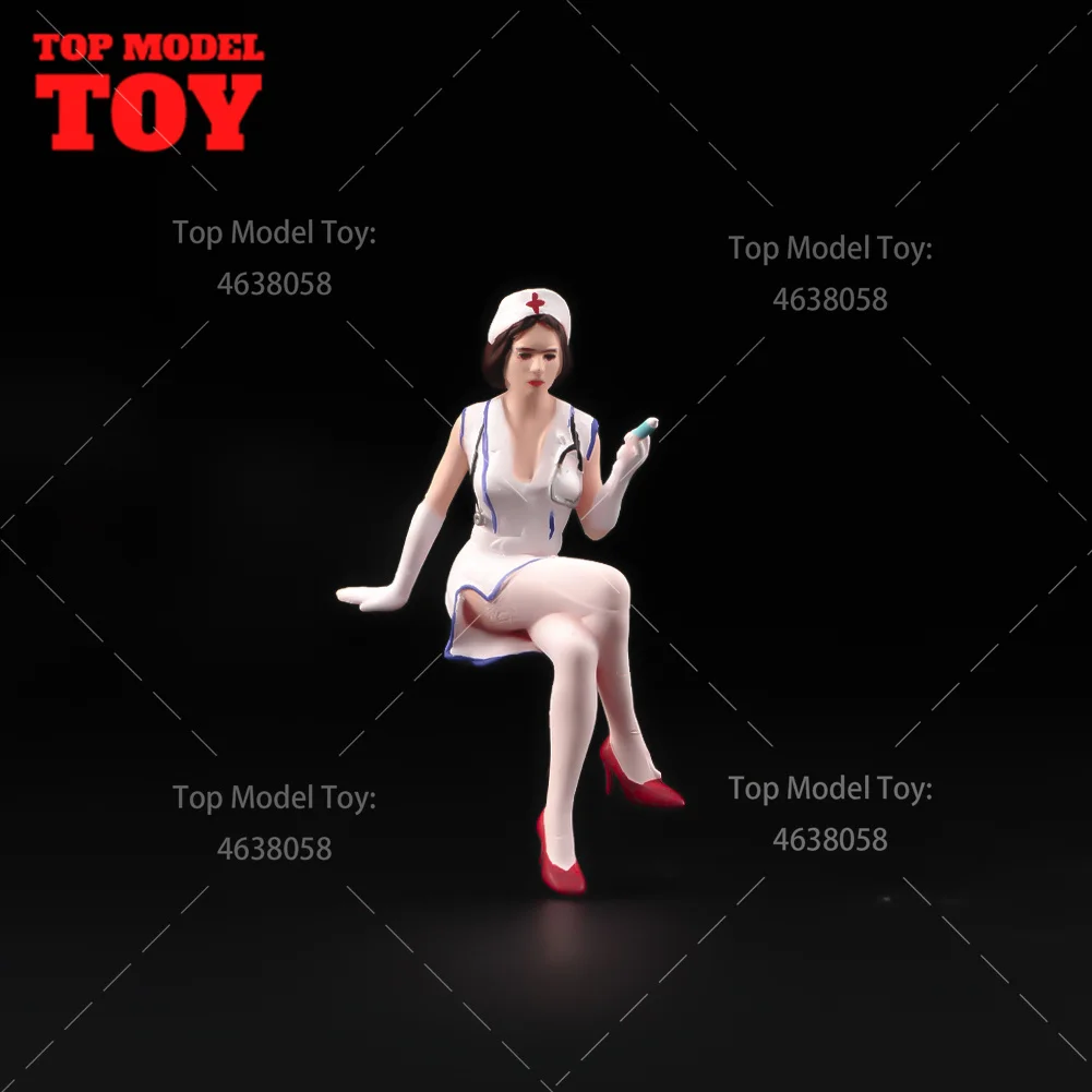 Painted Miniatures 1/64 1/43 1/87 Female Nurse Injecting Doctor Scene Props Figures Model Miniature Car Accessory Toy Gifts