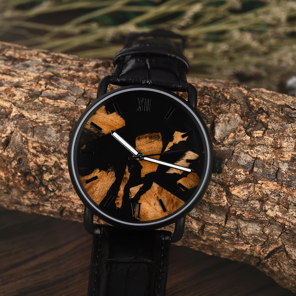 BOBO BIRD resina Reloj de hombre Relojes de cuarzo Relojes de pulsera de madera Reloj de hombre Reloj de pulsera azul Personalizar Dropshipping