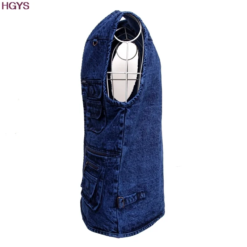 HOO 2025 male More than pure cotton pocket Increase in the spring and autumn Denim vest