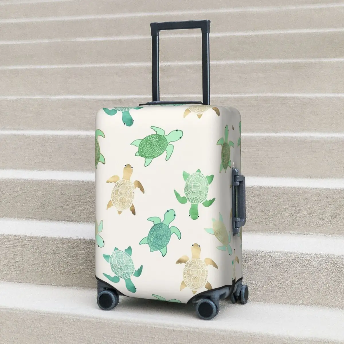 

Gilded Jade & Mint Turtles Suitcase Cover Protection Elastic Travel Luggage Protector Covers for 18-32 Inch