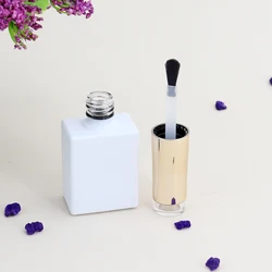 20 x 10ml White  Square  Nail Polish Glass Bottle 1/3oz nail enamel Containers glass bottle with UV  Golden brush cap