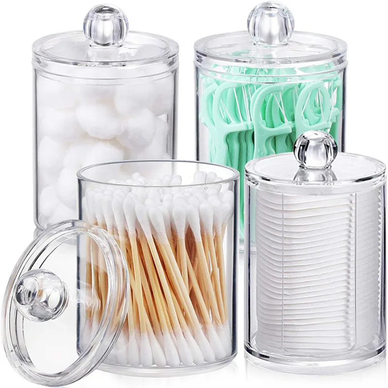 Clear Cotton Swab Ball Storage Box Makeup Cotton Boxs Plastic Dental Floss Organizer Transparent Jar Table Jewelry Case Home