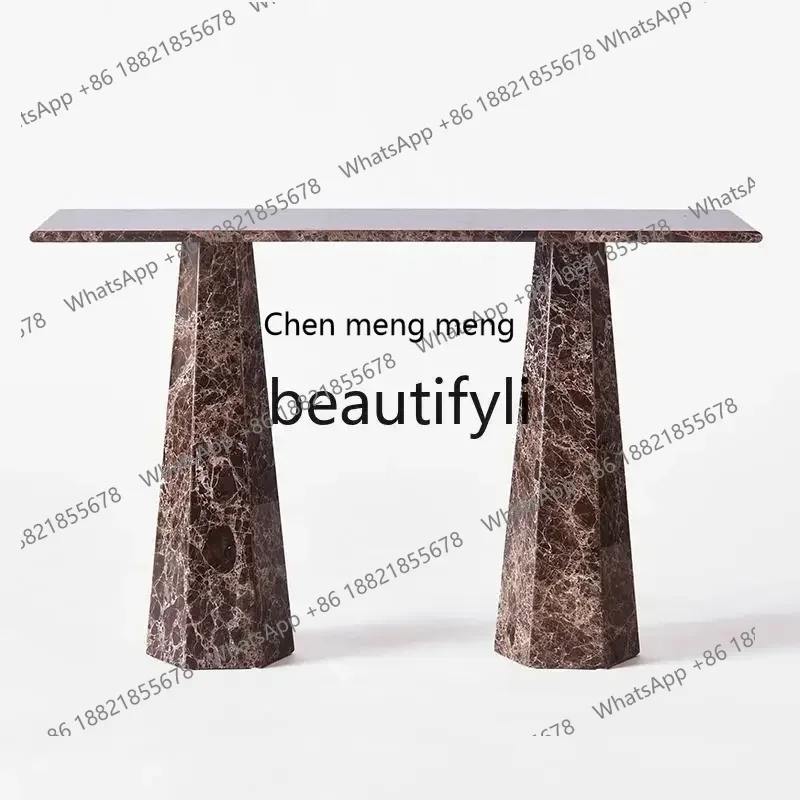 

182Q Italian minimalist natural marble entrance table light luxury ultra-narrow wall case