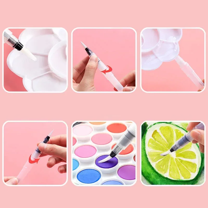 1/3pcs Watercolor Paint Pen Soft Tip Absorbent Brush Calligraphy Beginners Pen Stone Plastic Clay Gouache Brush Pigment