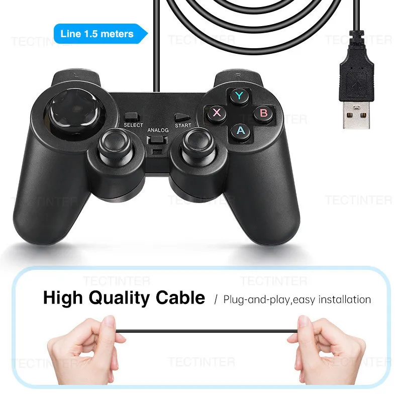 소니 플레이스테이션 3 용 USB 유선 컨트롤러, PS3 게임패드 조이패드 조이스틱 컨트롤, PC 게임 콘솔용 이중 진동 충격