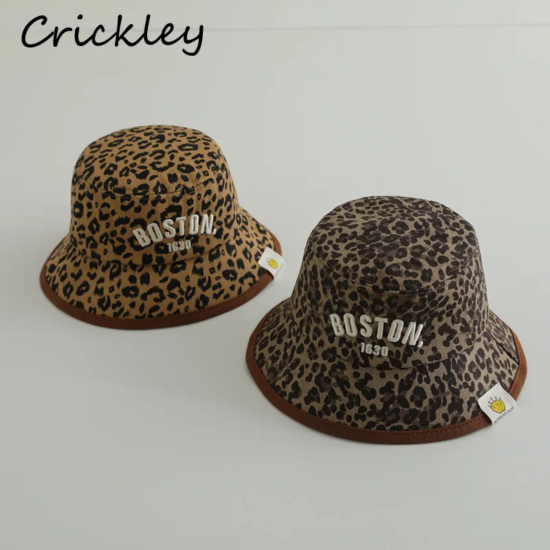 

Fashion Leopard Children Fisherman's Hats Spring Autumn Sunshade Boys Girls Hats Soft Outdoor Kids Caps