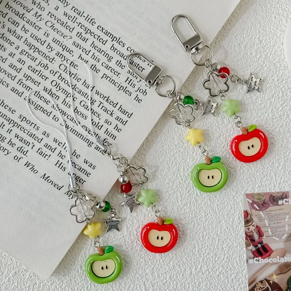 Christmas Phone Strap Red Apple Keychain Cute Gift for Women Girls Phone Accessories Bag Charm