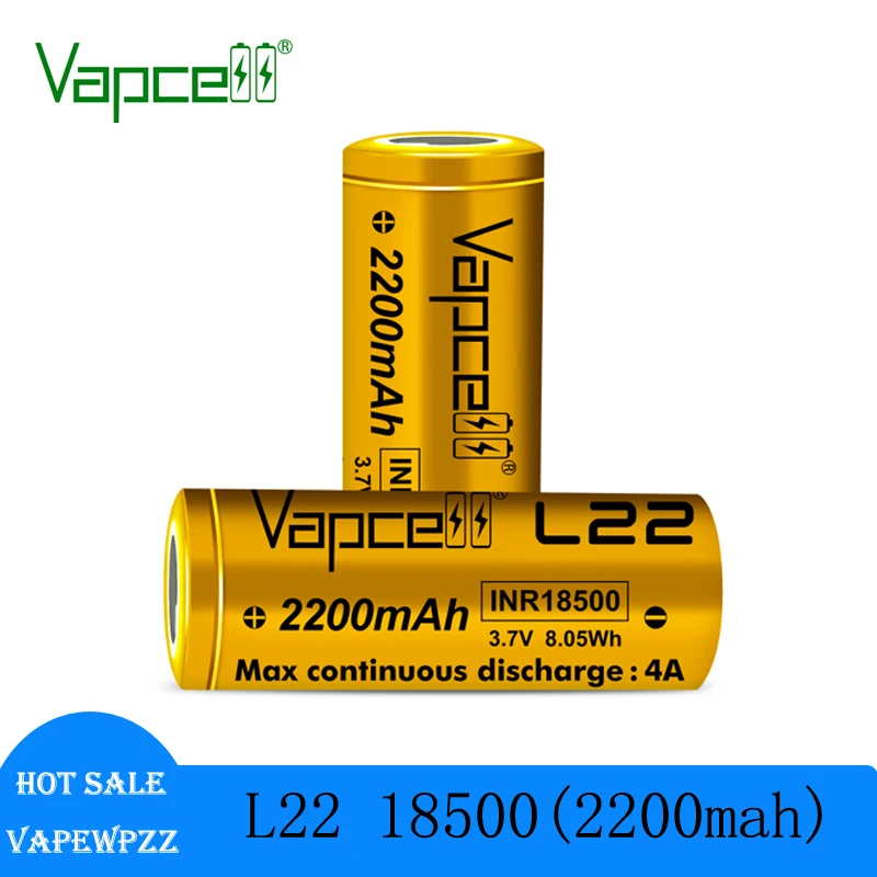 1-10pcs Original Vapcell L22 Inr18500 Battery 2200mAh Capacity 4A 3.7V Flat Top Lithium Battery Rechargable Battery Li-ion Cell