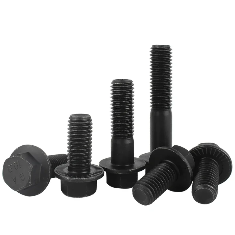 M5 M6 M8 M10 Grade 10.9 Black Carbon Steel Outer Hexagon Flange Bolt Hex Flange Cap Screw Bolt Fastener
