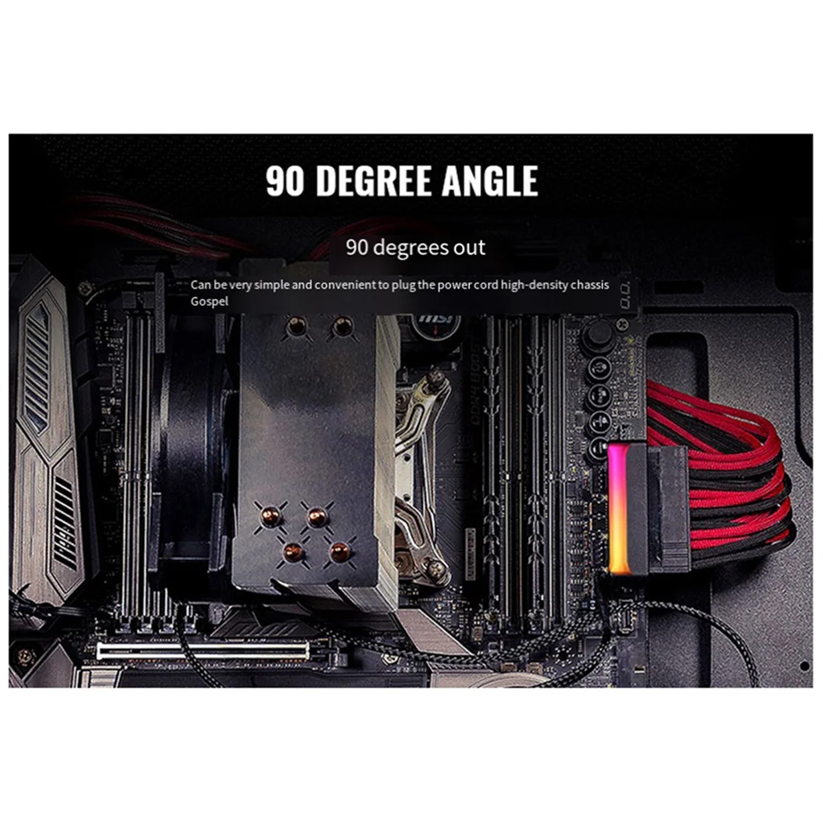 AD41-5V sincronizado 24 pinos turn header placa-mãe do computador atx fonte de alimentação 24p a 90 °   Alinhamento de giro do conector