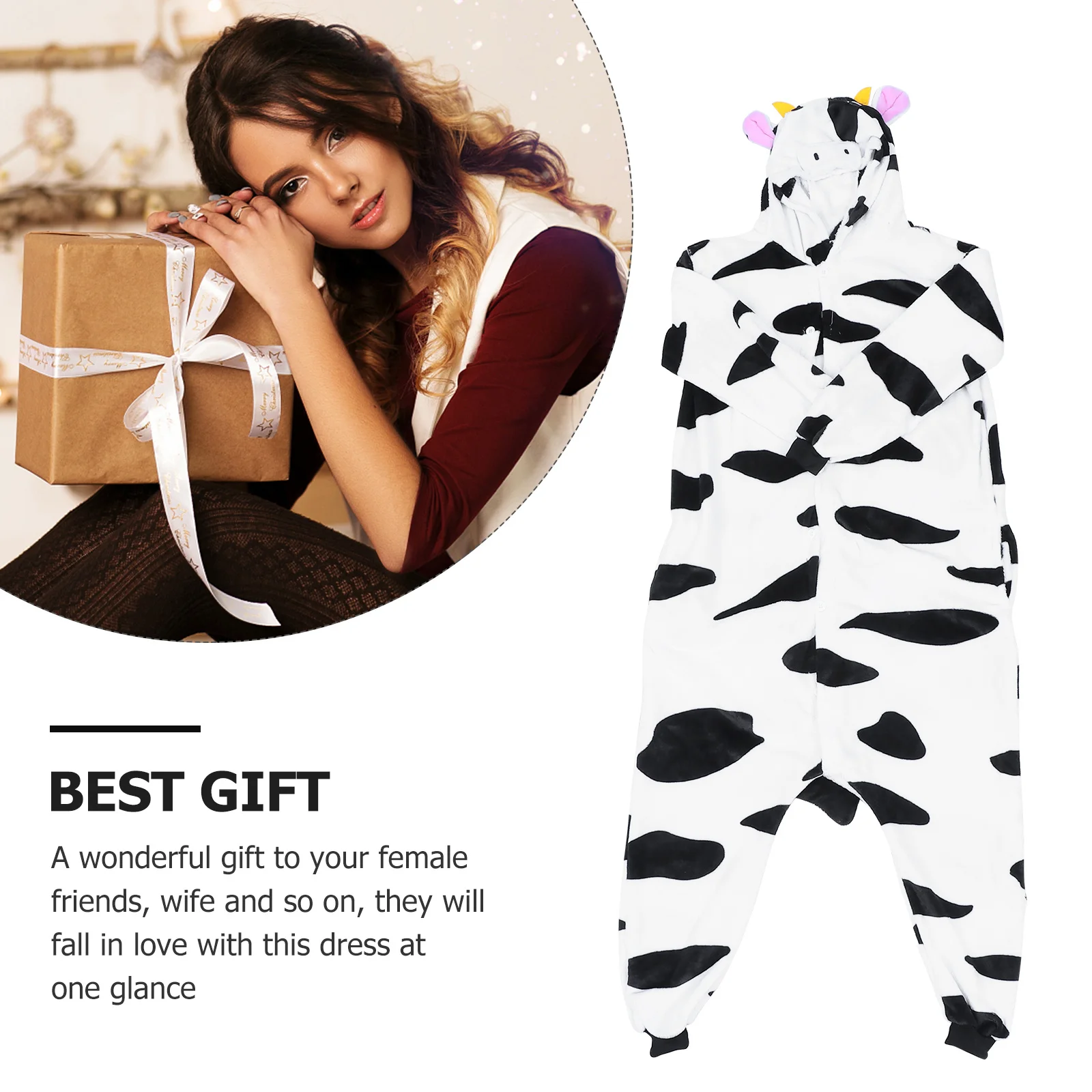 1 قطعة الكرتون الحيوان الفانيلا ملابس خاصة البقرة نمط الدافئة الكرتون ثوب النوم ملابس نوم لخريف شتاء للجنسين Homewear زي #3