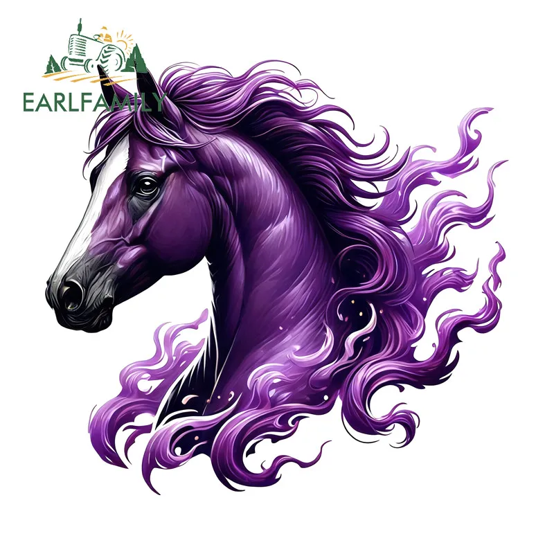 EARLFAMILY Fire Horse Head Car Stickers Personality Motorcycle Luggage Vinyl Waterproof Decals Scratch-Proof Car Accessories
