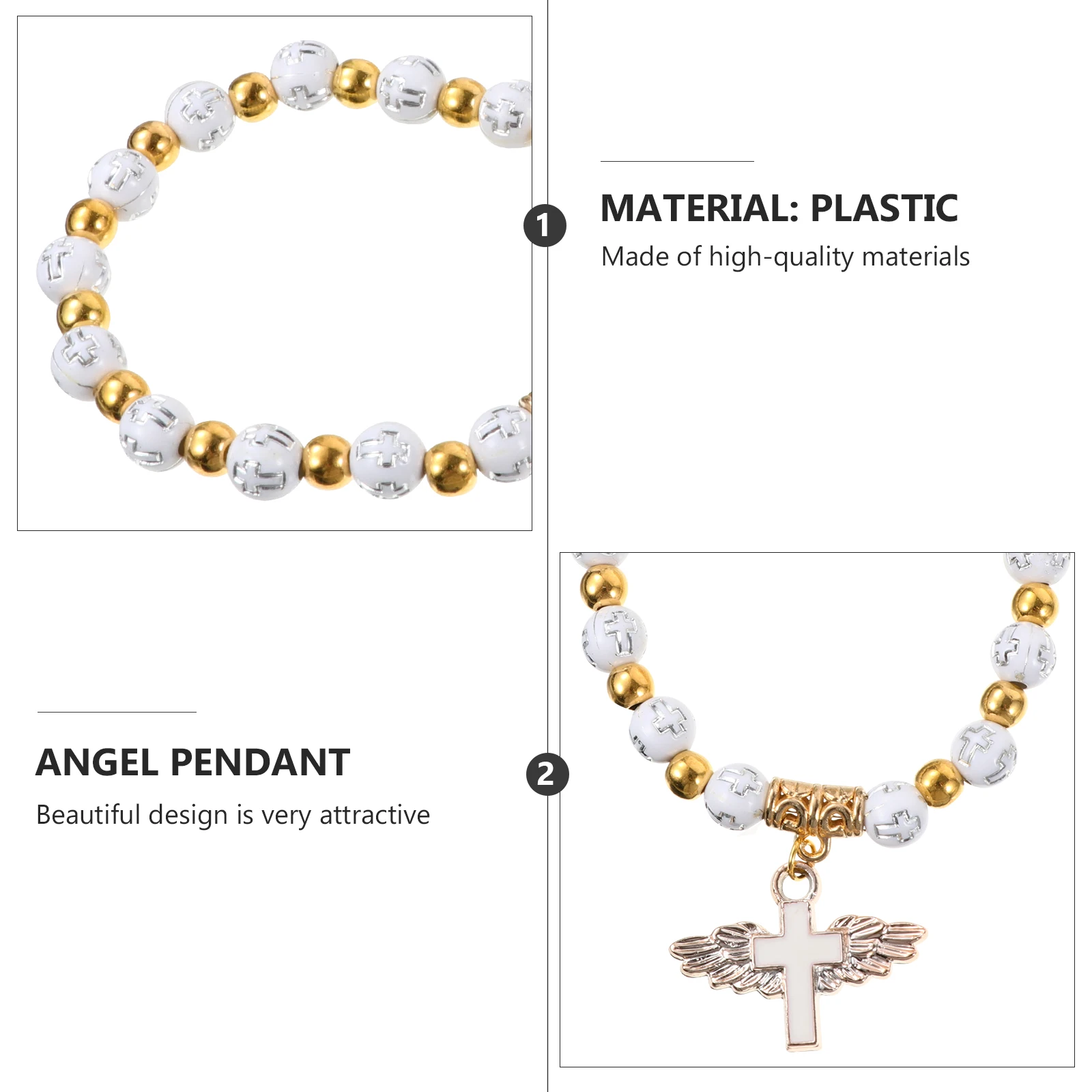 

12Pcs Rosary Bracelet for Angel Beaded Baptism Jewelry White Stretch Hand Chain Comfortable Lightweight Design for Daily