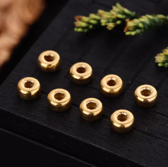 18k real gold spacer for jewlery gold stoppers for diy bracelet 2.5mm 3mm 4mm