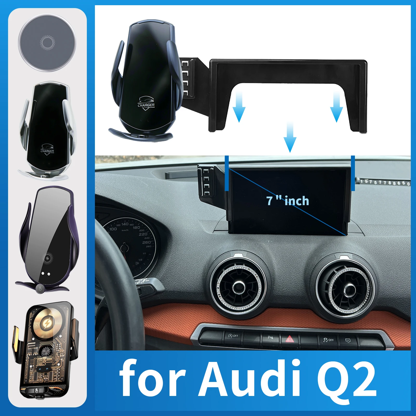 

Car Phone Holder Charging for Audi Q2 7inch Screen Navigation GPS Bracket Base Accessories