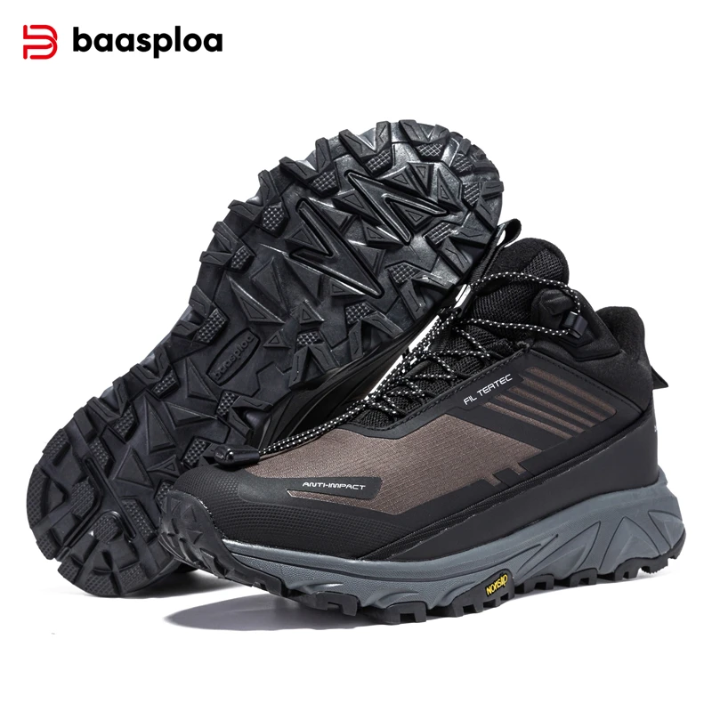 Baasploa Men Outdoor Sneakers Winter Comfort Plush Warm Hiking Shoes Men New Oxford Waterproof Non-Slip Casual Sneakers Male