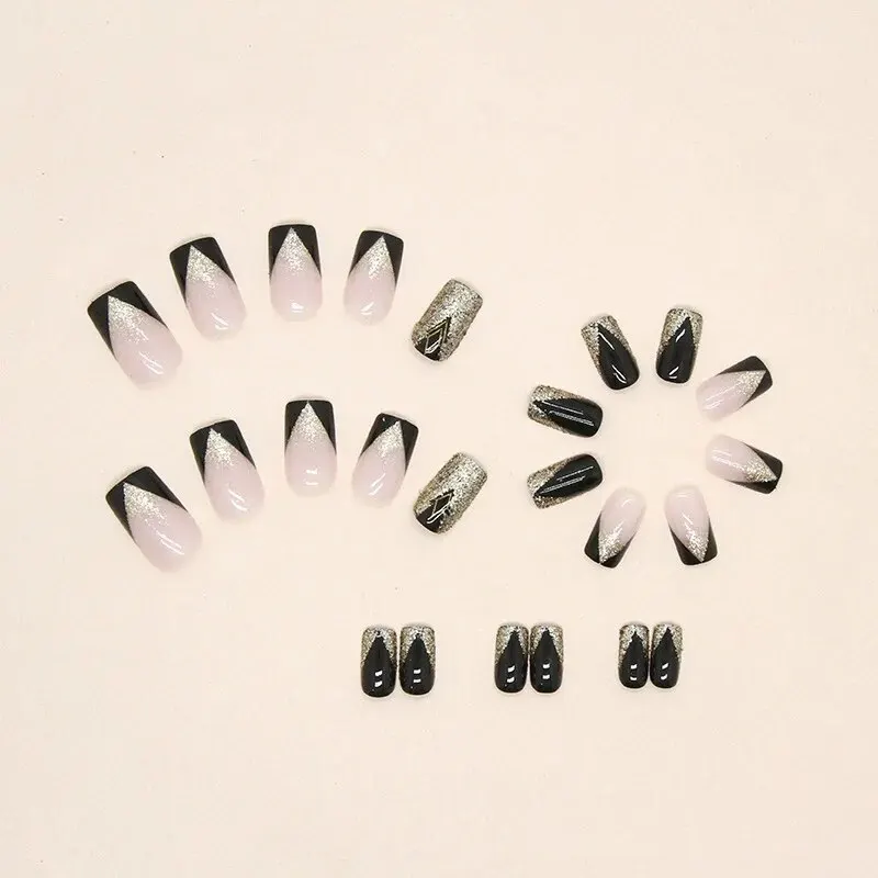 24 PCs Short French Flash Nails with 1 Jelly and 1 Nail File image 2