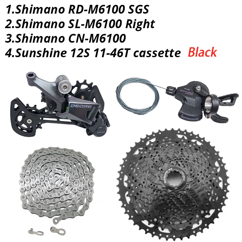 Shimano Deore M6100 1x12 Speed Derailleurs Groepset 12 Speed Rechts Versnellingspook Deuvel CN Keten RD Sunshine Cassette 46T 50T 52T