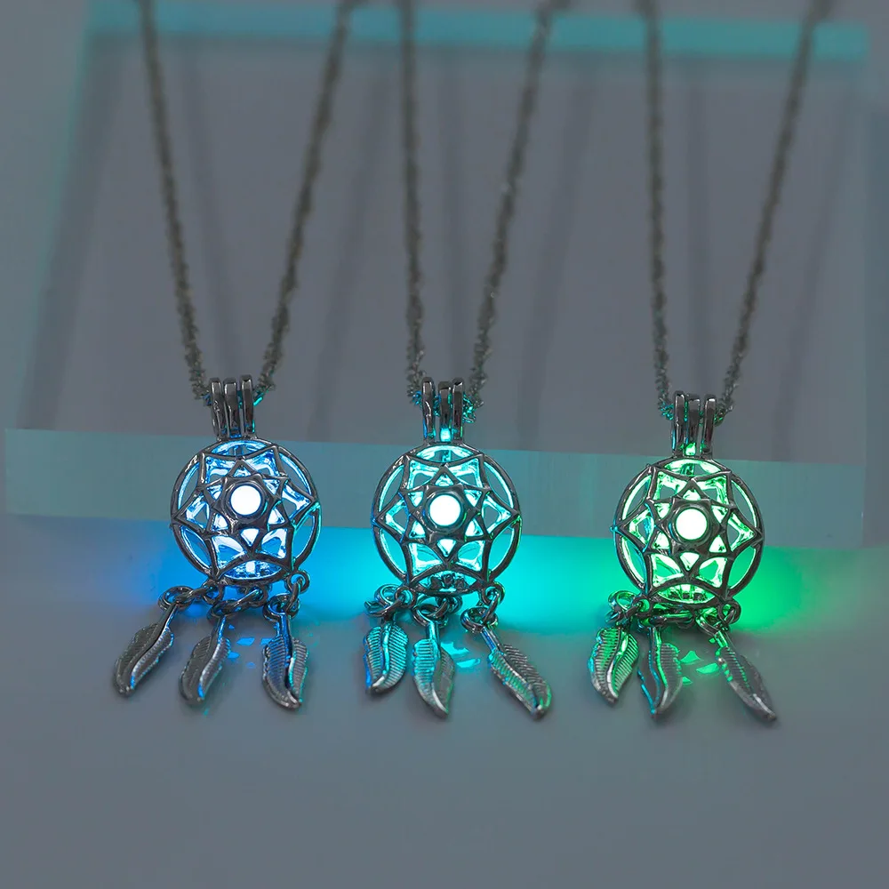 Hollow Dreamcatcher Luminescent Necklaces For Women Glow in The Dark Dream Catcher Pendant Statement Choker Fashion Jewelry