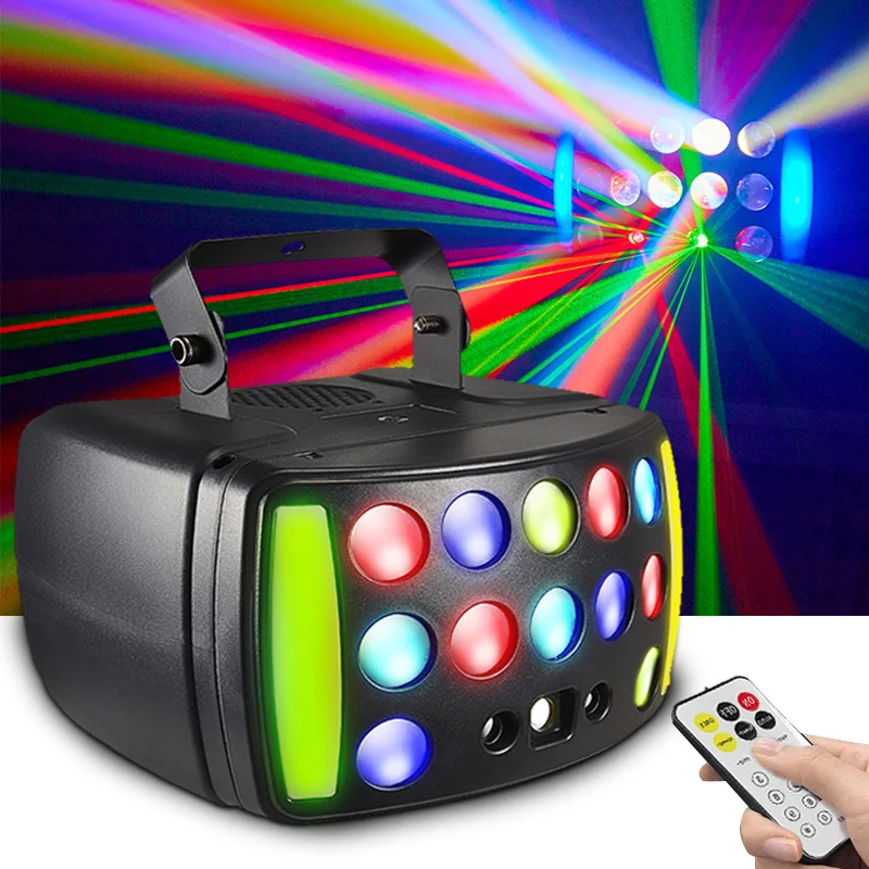 LED RGB Laser Party Light  Dmx Multi Effects Stage Lighting for Club Disco Strong Beams Projector Dj Dance Remote Lights