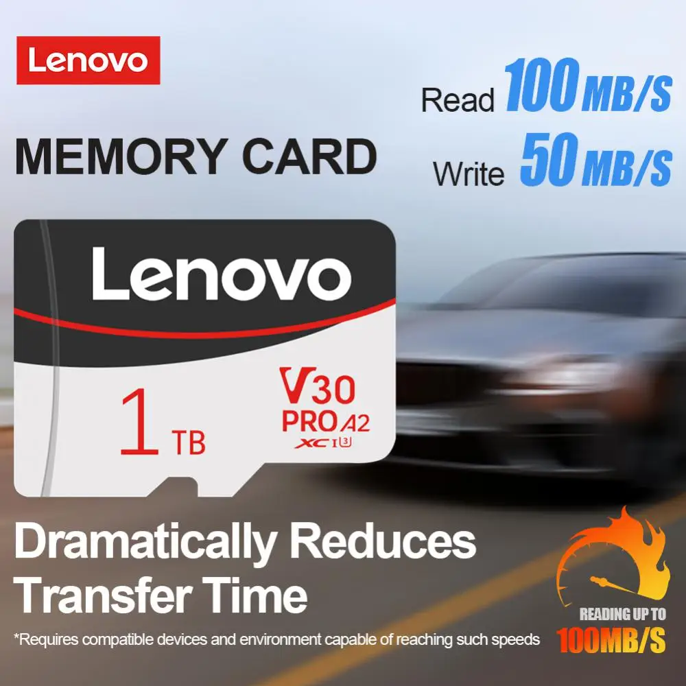 Lenovo-Tarjeta de memoria Micro TF 100% Original, Clase 10, 2TB, 512GB, para teléfono, tableta, Flash