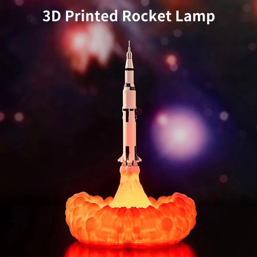 

800mAh 3D Print LED Space Shuttle Rocket Lamp USB Rechargeable LED Night Light Bedside Study Desktop Room Decor Creative Gift