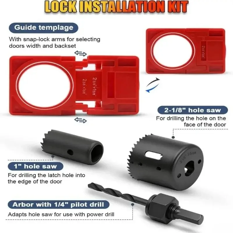 Adjustable Door Hinge Jigs for 2.5Inch To 5Inch Mortises with Locking Hole Drilling Included Hinge Alignment Tool
