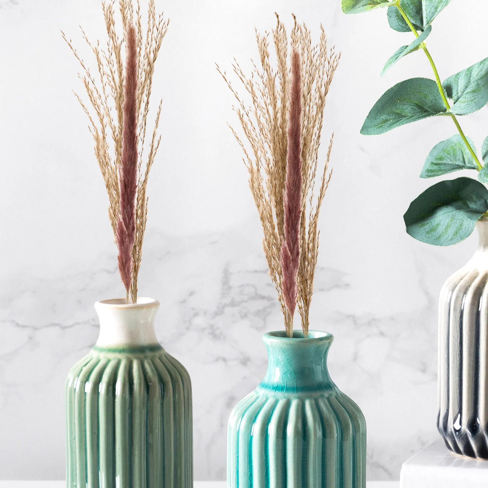 

Set Simulated Grass Faux Plant Home Decor Vases Arrangement DIY Fall Decorations Household nament