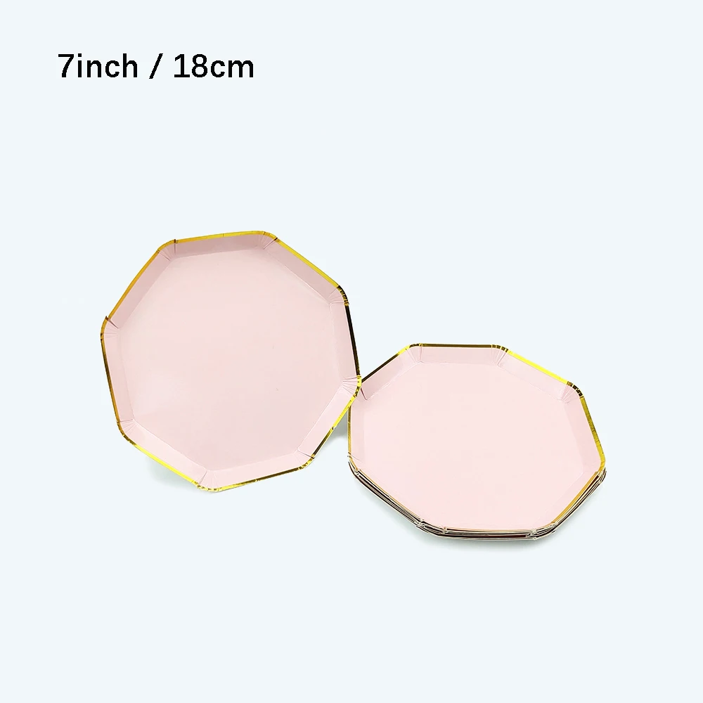 Pink Gold Disposable Tableware Set Paper Plate Cup for Wedding Birthday Decor Supplies Baby Shower Gender Reveal Party Tableware