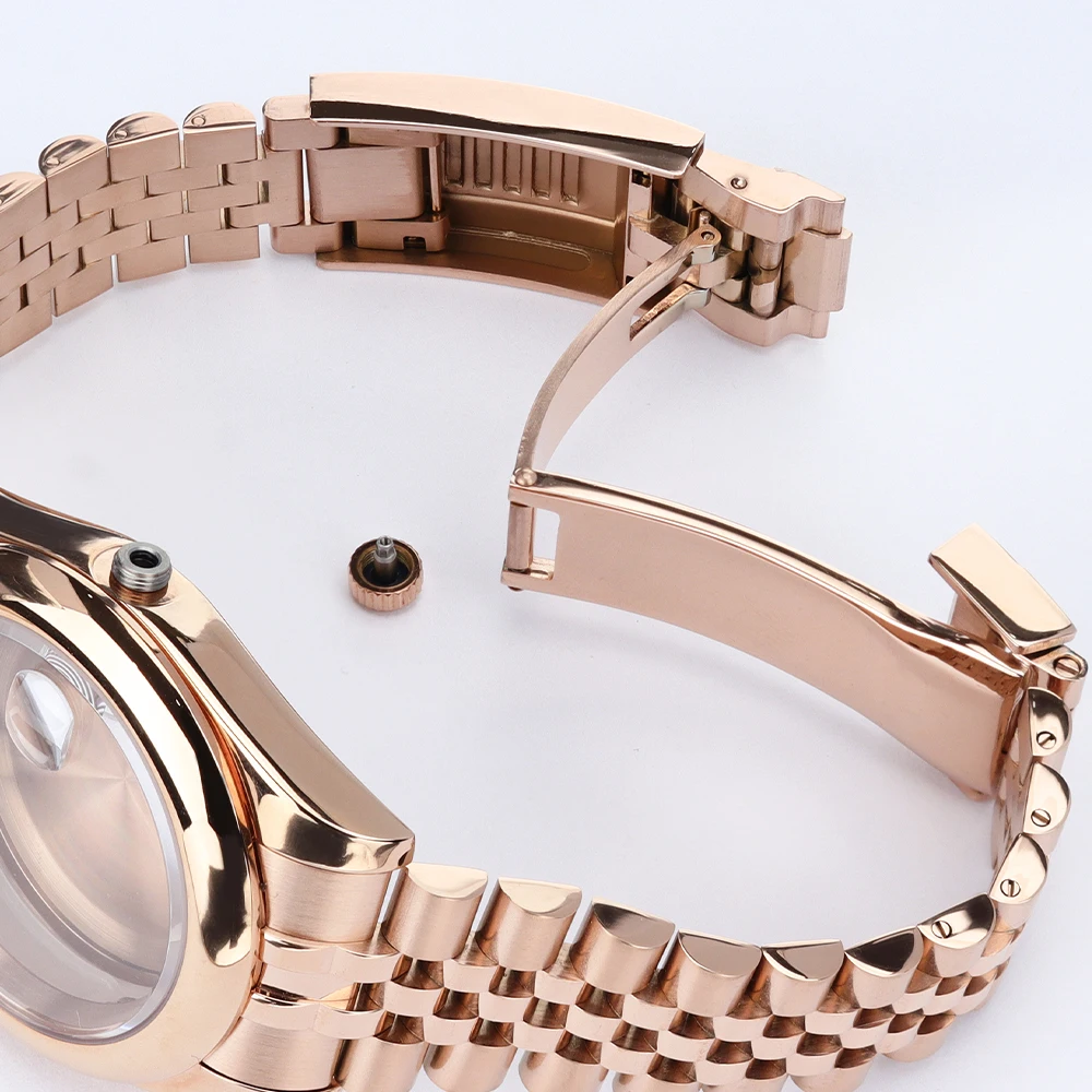 36mm/39mm Uhrengehäuse mit Glide-Lock-Armband, wasserdicht, Saphirglas, für NH35 NH36 Miyota 8215 Uhrwerk, Datejust Oyster Air King Stil – Detail 12