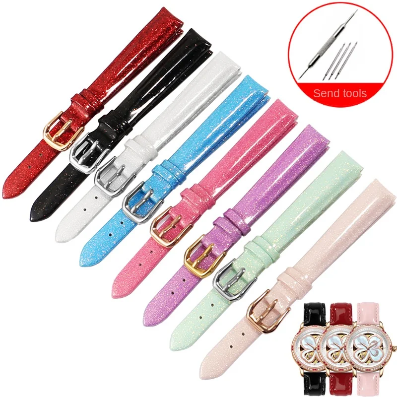 

Universal Replacement Fluorescent Patent Leather Watch Strap 10/12/14/16mm Men's And Women's Cowhide Watchband