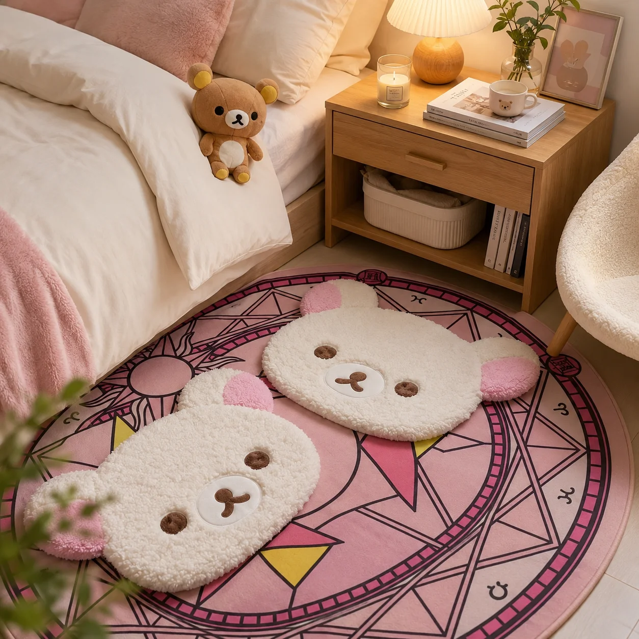 Floor Mat Kuna Bear Rilakkumas Carpet Soft Bedside Rug Bedroom Home Cute Sleeping Bedside Carpet Non Slip Anti Skid Pad 2026